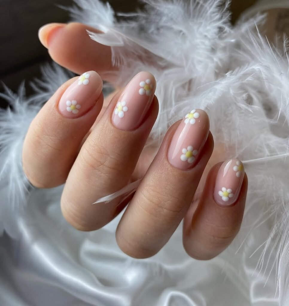 Paznokcie żelowe wzory manicure z kwiatkami